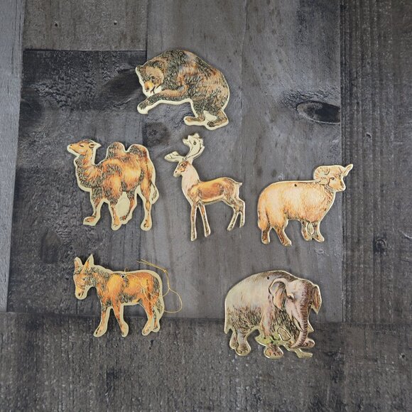 1978 Merrimack Die Cut Christmas Ornaments Elephant Camel Donkey Stag Ram - Picture 4 of 4